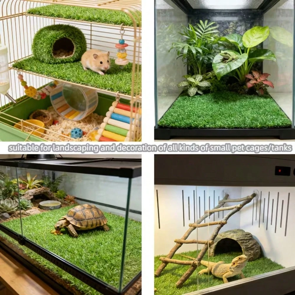 Forro de césped artificial lavable para hámster y cobaya – Reutilizable para jaula - imagen 3