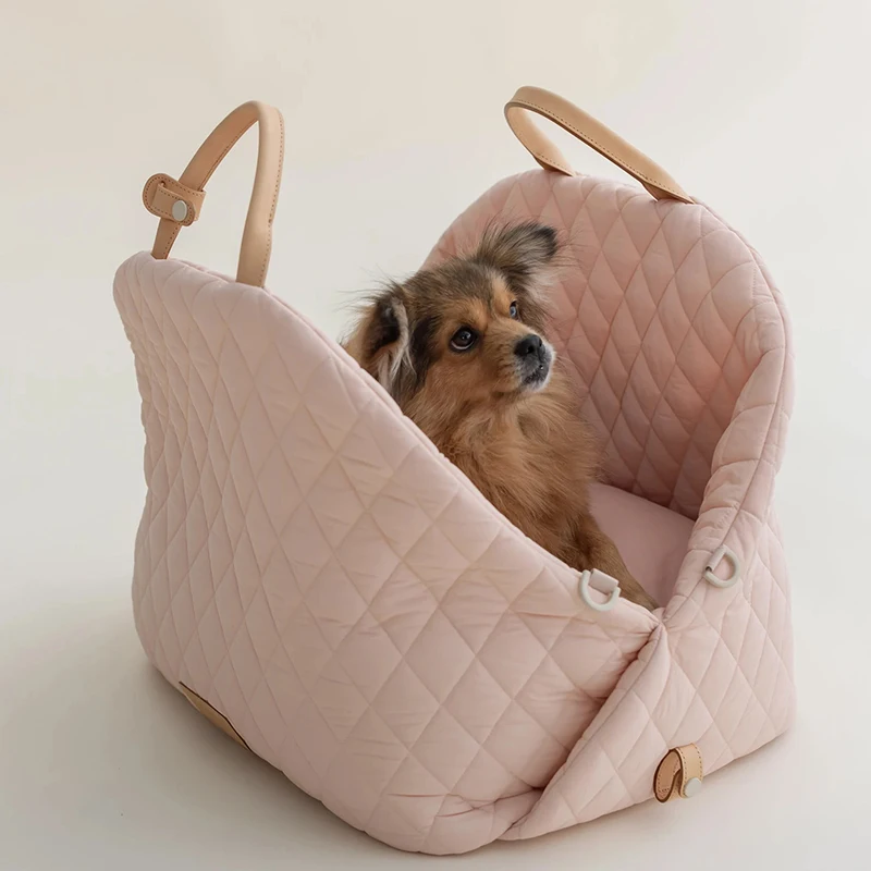 Bolsa de transporte de lujo para perros pequeños y gatos, asiento de coche, cama de viaje para mascotas, portátil, lavable, bolsa de transporte para cachorros, elevador de seguridad para mascotas - imagen 3