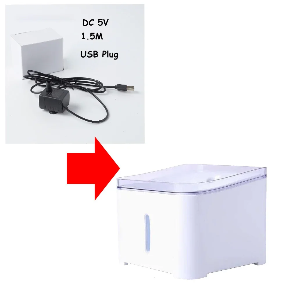 Bomba de agua con iluminación LED, fuente de agua para gatos, accesorios de Motor de repuesto para bebedero para mascotas, dispensador de agua para gatos - imagen 5