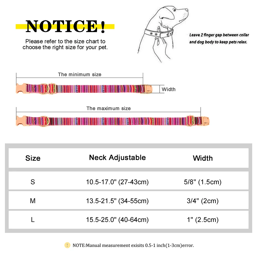 Collar Nailon con Hebilla para Perros - placa identificación