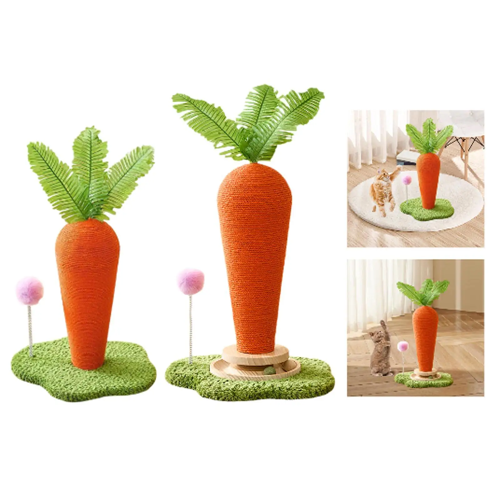 Cat Scratching Post with Play Ball Carrot Cat Scratcher for Cat and Kittens