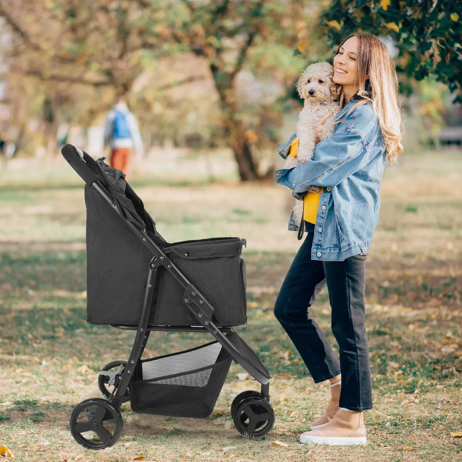 Carro para mascotas, ligero, plegable, multifuncional, un carro, doble uso, para perros y gatos, para salir, pequeño y mediano - imagen 4