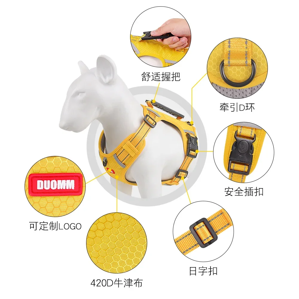 Nuevo Correa para el pecho para mascotas, punzón antiexplosión, pecho para perros grandes, correa reflectante para perros - imagen 3