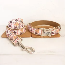 Collar personalizado para gatos y perros con placa - marrón a cuadros