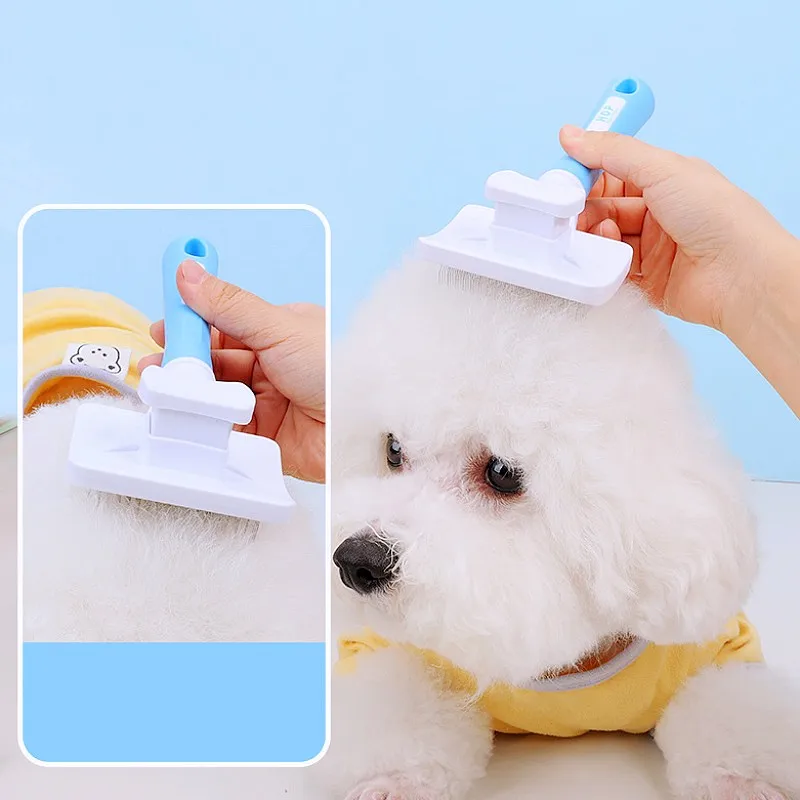 Cepillo de masaje para perros, peine para perros, removedor de pelo para mascotas con un botón, cepillo autolimpiante para gatos, peine grande para cepillos de aseo para perros, productos para mascotas - imagen 3
