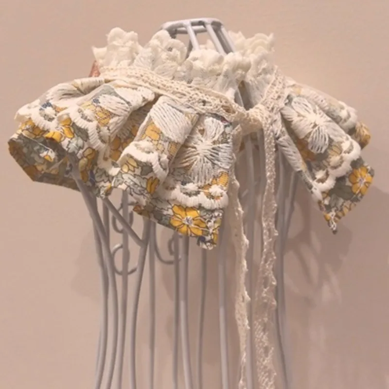 Babero de encaje a la moda para mascotas, bufanda Bichon de Pomerania para perros, pajarita ajustable de Organza, babero para cachorros y gatitos, bufanda Floral con volantes, producto para gatos - imagen 5