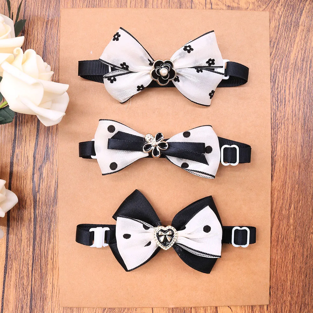 Pajarita ajustable negra y blanca para perro – estilo lujo elegante - imagen 5