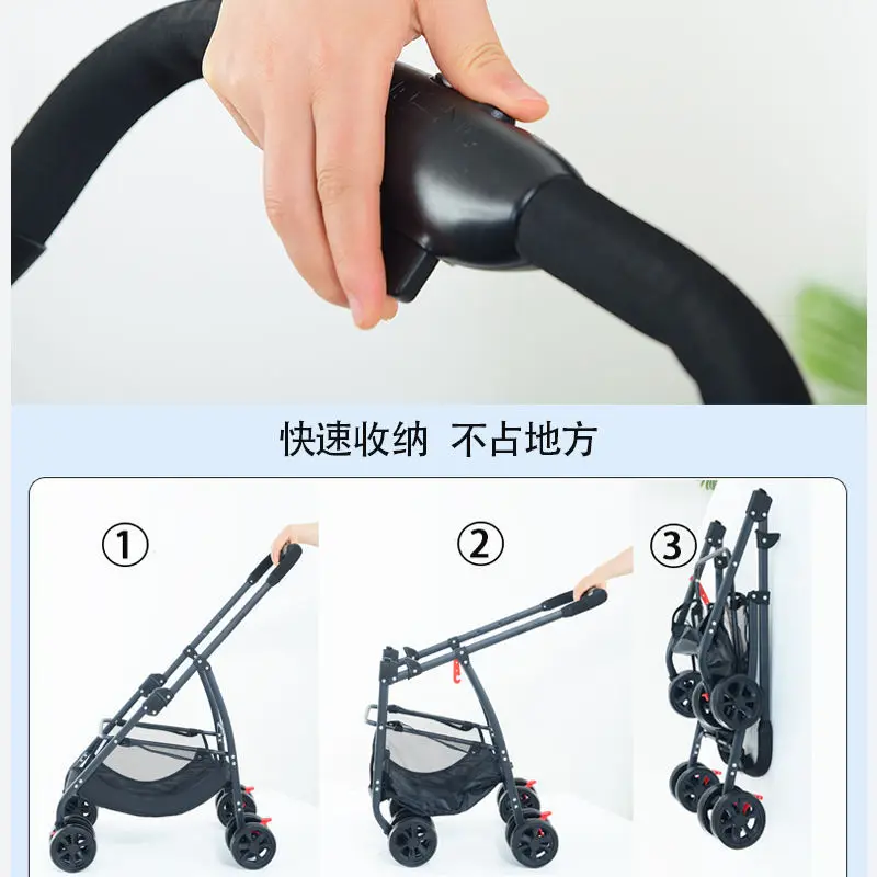 Cochecitos ligeros para mascotas, carrito de peluche para perros y gatos, cesta desmontable plegable, cochecitos pequeños para mascotas - imagen 4
