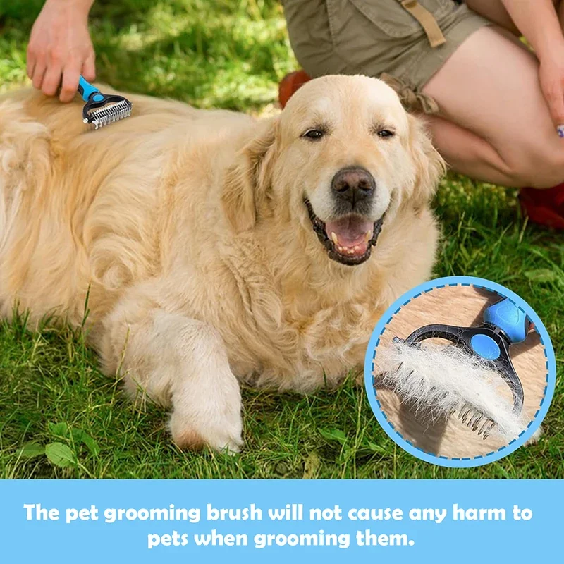 Peine de nudo para mascotas de doble cara, herramientas de eliminación de pelo para perros, peine de depilación para gatos, cortador de pelo - imagen 4