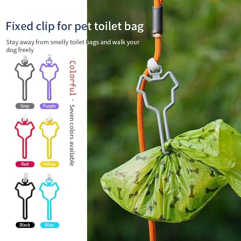 Bolsas de caca de perro con Clip de tracción para manos libres, dispensador de bolsas de inodoro, soporte dispensador de bolsas de caca de perro, suministros de limpieza para gatos - imagen 4