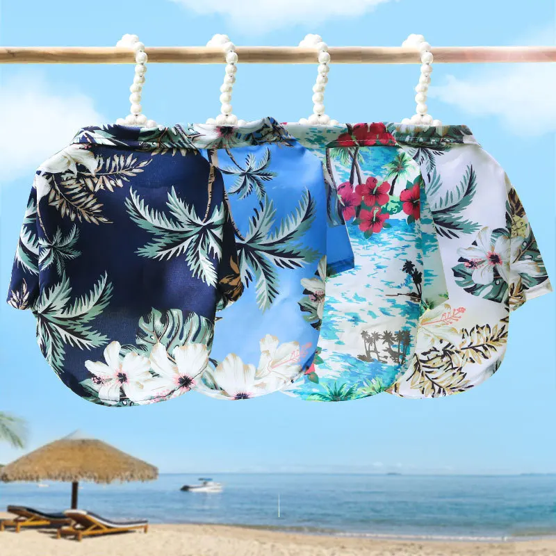 Camisa hawaiana de estilo playero para perros, ropa de verano para perros, camisa fina transpirable para gatos, chaleco con estampado bonito para cachorros, ropa para Chihuahua - imagen 3