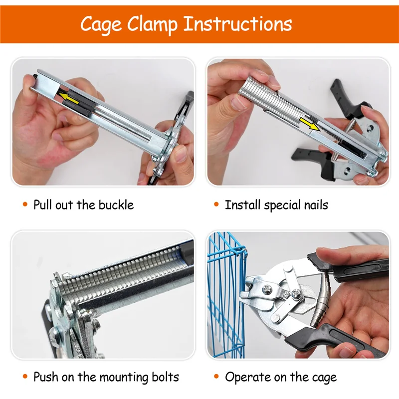Jaula para animales, alicates para anillos de cerdo, abrazadera de sujeción Blcak y Kit de instalación de Clips M de 600 Uds., jaula para perros, pollo, conejo, visón, zorro y pájaro - imagen 5