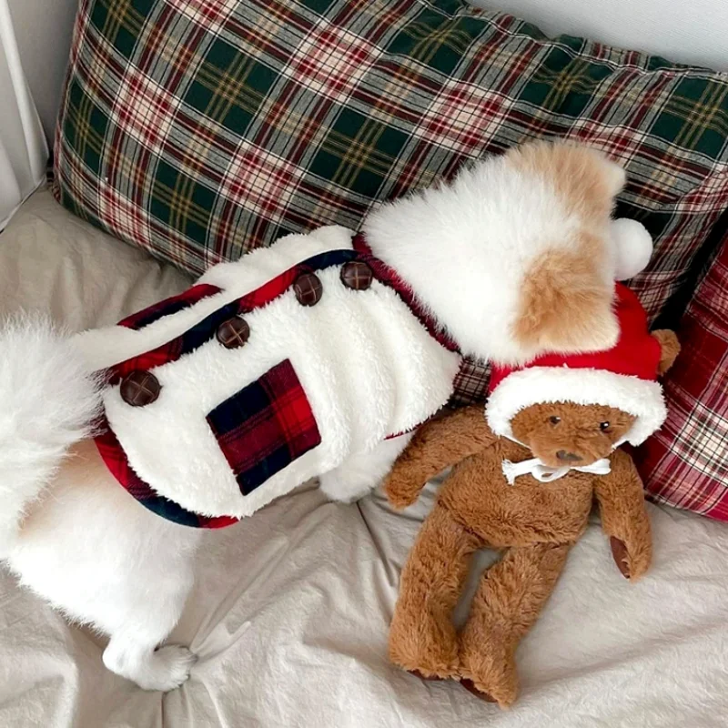 Abrigo de lana para perros pequeños, ropa navideña para perros con bufanda, chaleco cálido de invierno para perros, chaqueta para Chihuahua, perro salchicha, traje navideño para perros - imagen 5