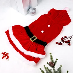 Vestidos de Navidad para perros pequeños, disfraz de Papá Noel, ropa suave para mascotas