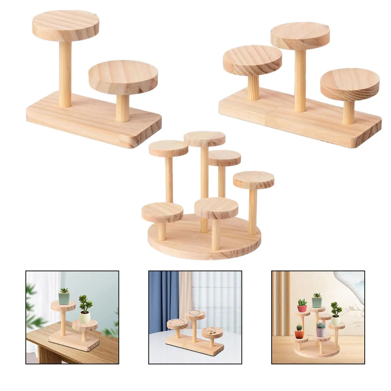 Wooden Display Rack Multi Layer Wooden Display Holder Shelf Rack Wood Organizer for Watch Desktop Glasses Countertop Jewelry