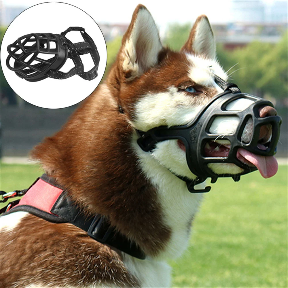 Bozal para mascotas seguro y no tóxico para perros medianos y grandes, máscara reflectante de cesta para perros grandes, suministros antiladridos para mascotas de Alaska Hound