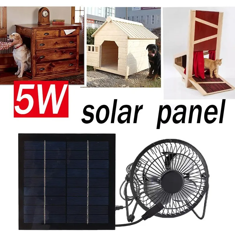 Mini panel solar de 5 W con ventilador de refrigeración portátil Conjunto de panel solar fotovoltaico (sin función de almacenamiento de energía) Productos para mascotas - imagen 2