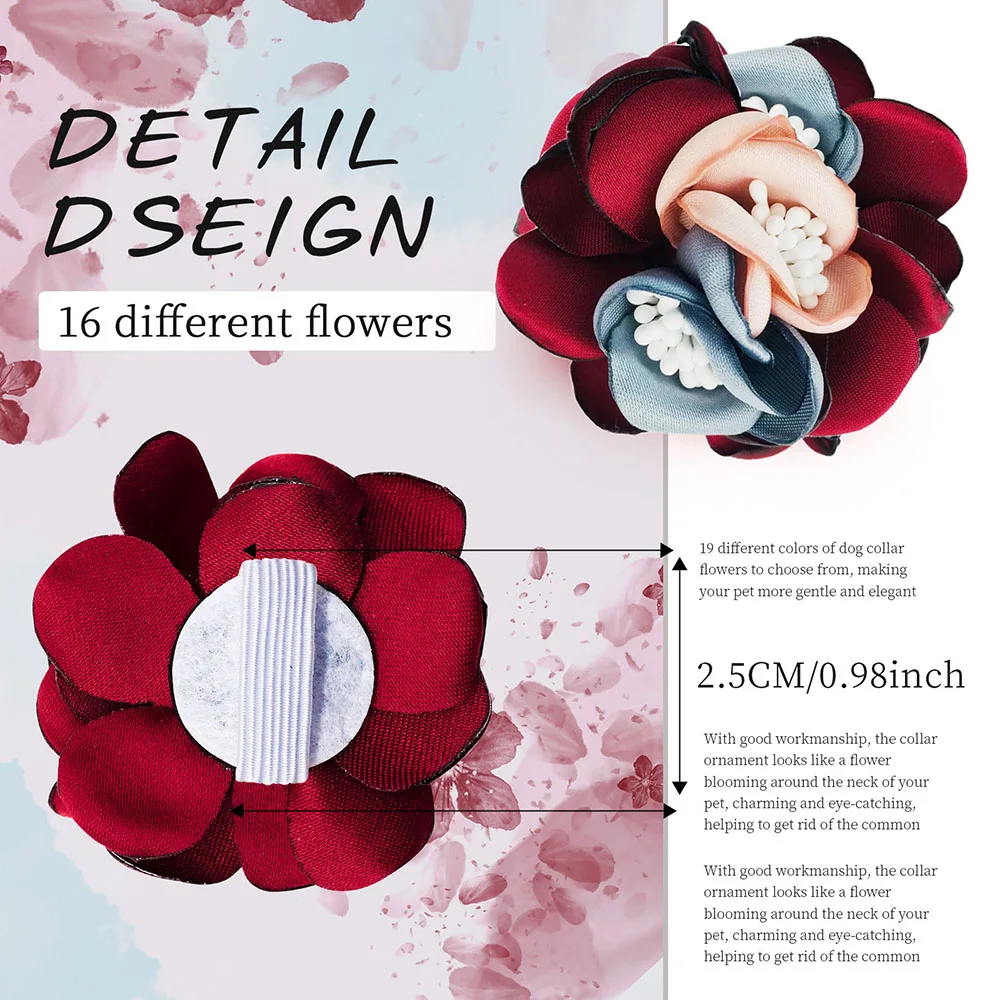Collar de flores de 50 piezas para mascotas, accesorio extraíble y exquisito para perros, pajarita, accesorios para mascotas, suministros para perros - imagen 4
