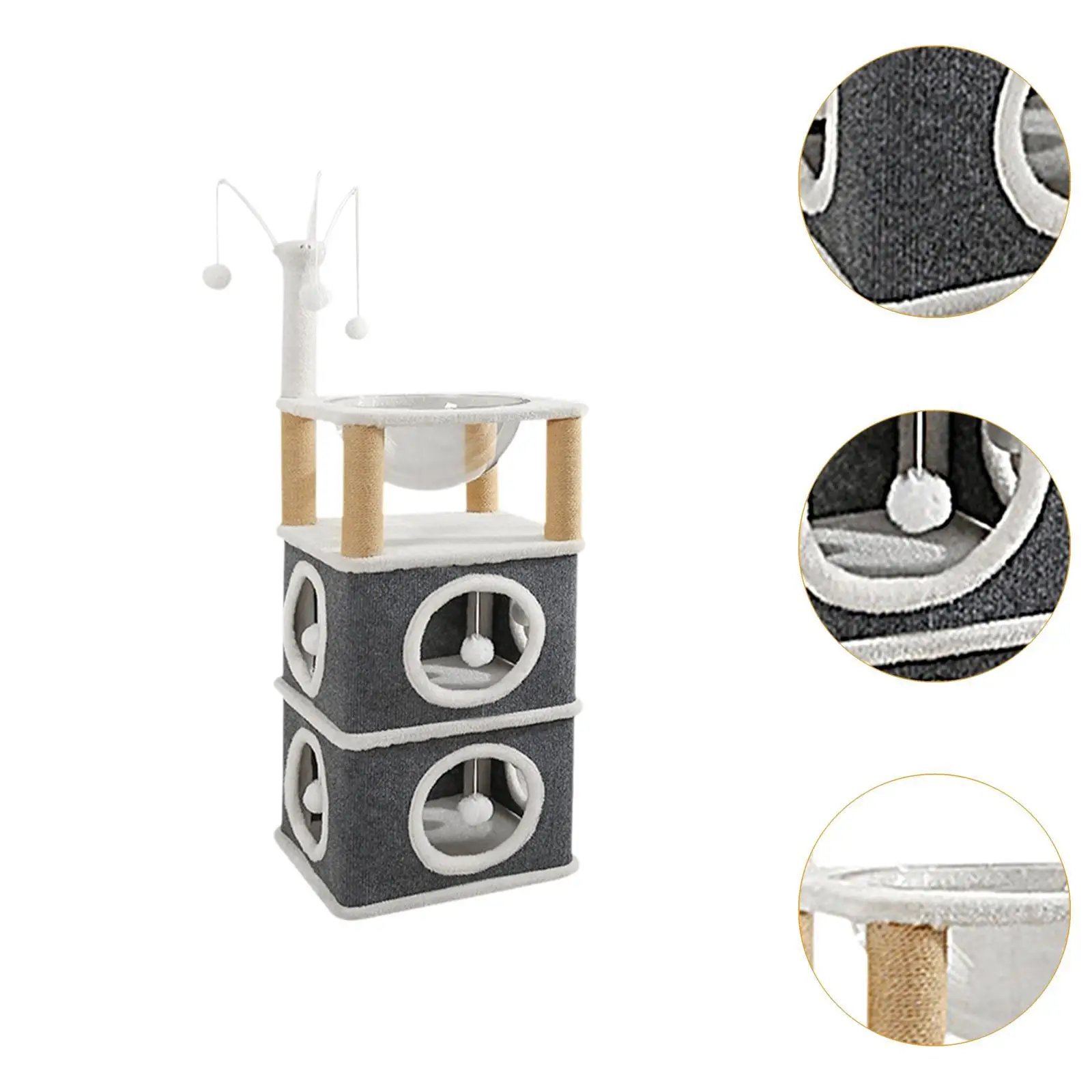 Cápsula espacial para cama para gatos, casa para gatos, cama grande para gatos, condón en forma de cubo para gatos cueva para múltiples mascotas pequeñas, gatos para moler patas, gatos de interior - imagen 5