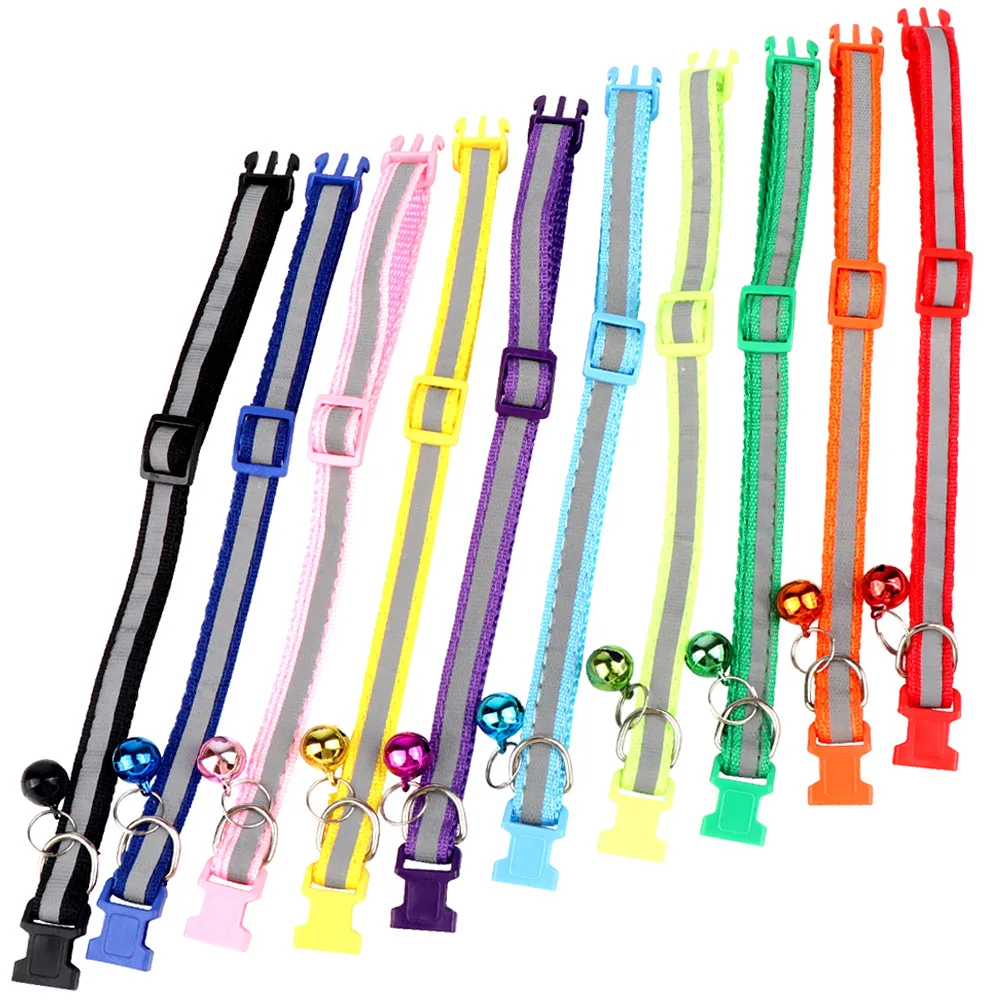 Collar reflectante para gatos, anillo para el cuello, campana, suministros para mascotas, Collar reflectante ajustable elástico de seguridad, productos para mascotas - imagen 2