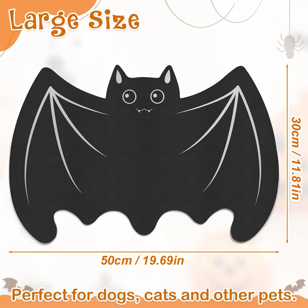 Alfombra de alimentación para mascotas con forma de murciélago de telaraña de Halloween, Protector antideslizante a prueba de derrames, estera de comedor fácil de limpiar, decoración espeluznante para el hogar para perros y gatos - imagen 2