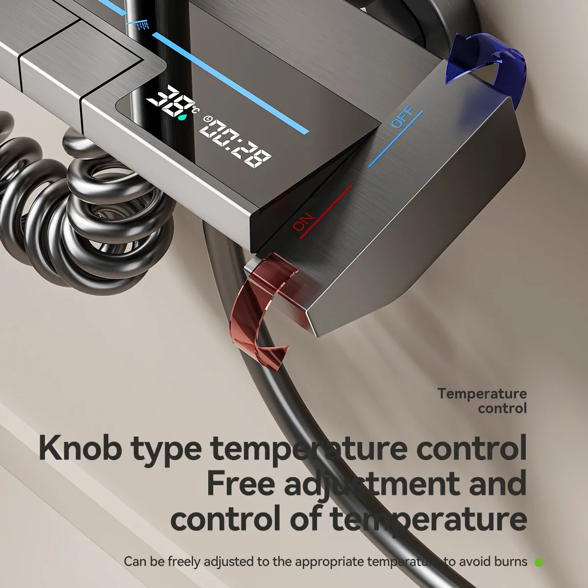 Ensemble de douche en aluminium à affichage numérique, bouton de piano à haute pression avec lumière ambiante HOF/05 - imagen 3