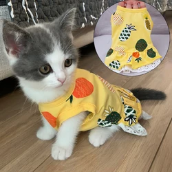 Vestido de algodón para gato verano - estampado cereza y piña