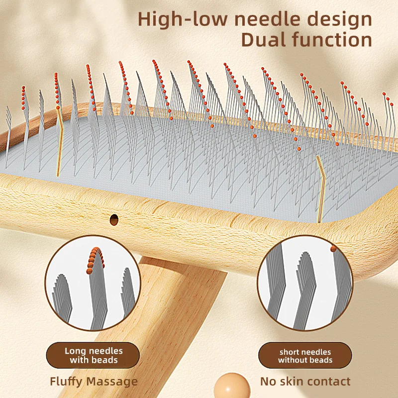 HOOPET-peine para mascotas, limpiador de pelo para perros y gatos, peine con aguja para el pelo flotante, artefacto para tirar del pelo, suministros especiales para anudar - imagen 2