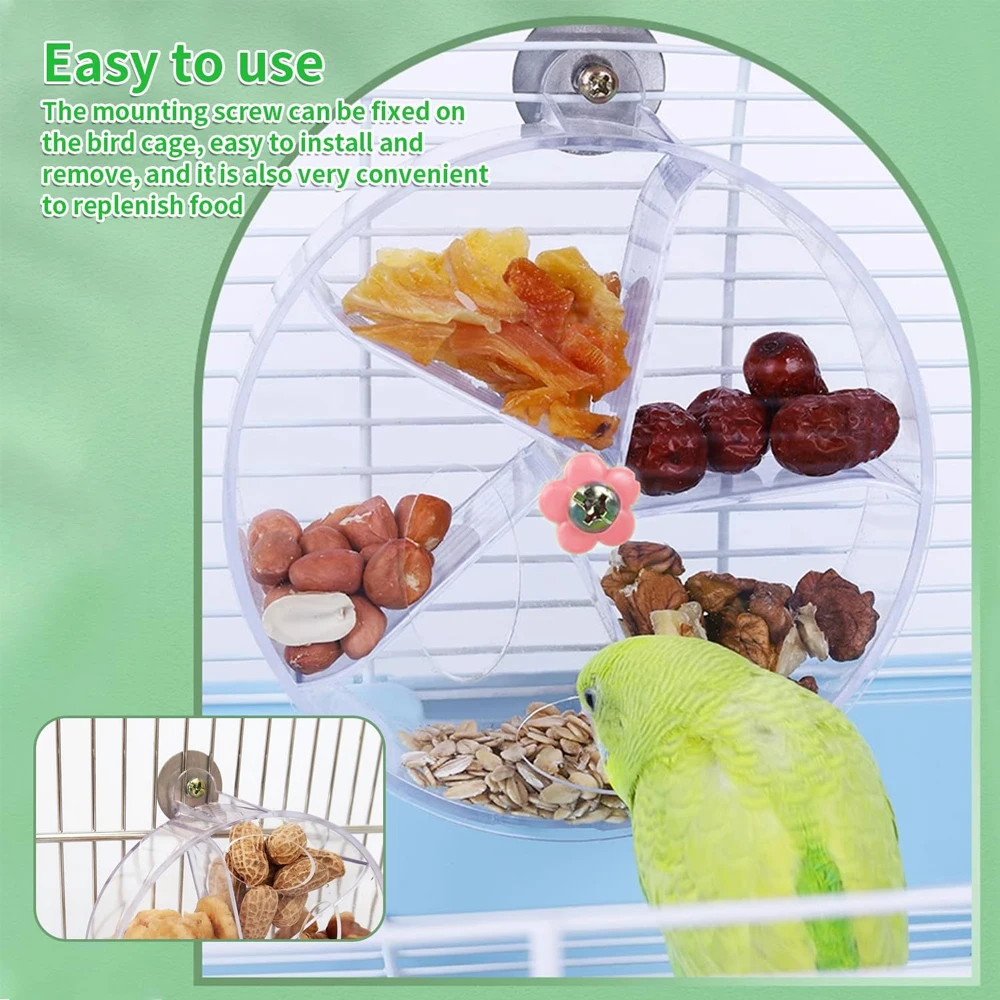 Juguete interactivo acrílico para loros, dispensador de golosinas giratorio para decoración de jaulas de pájaros y loros, entretenimiento de estimulación Mental, 1 ud. - imagen 5