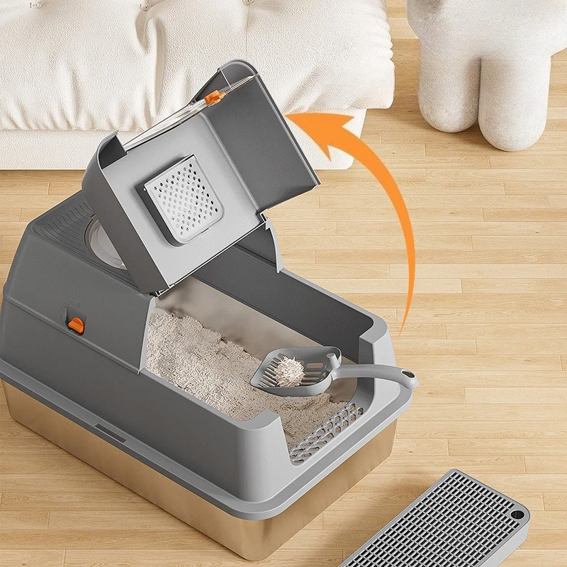 Caja de arena de acero inoxidable para gatos, caja de arena autolimpiante para mascotas, gatos, gatitos, arena de limpieza para mascotas, cachorros, perros, gatitos, casa, inodoro - imagen 2
