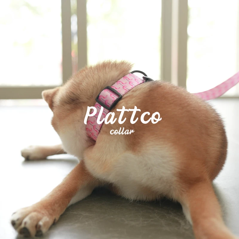 PLATTCO Diseño único SLEEPING FLAMINGES Collar transpirable ecológico Perros grandes y medianos 5 tamaños PDC313 - imagen 5