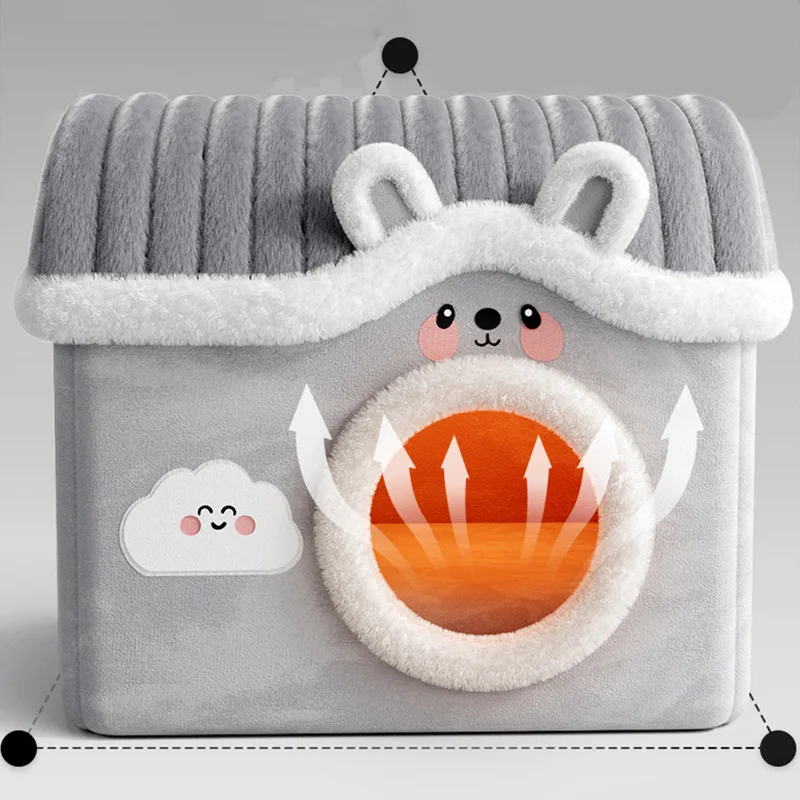 Cómodo nido cerrado para gatos, cama cálida de invierno para mascotas, para perros pequeños, gatos, cómoda casa para gatitos, cueva, accesorios para gatos - imagen 2