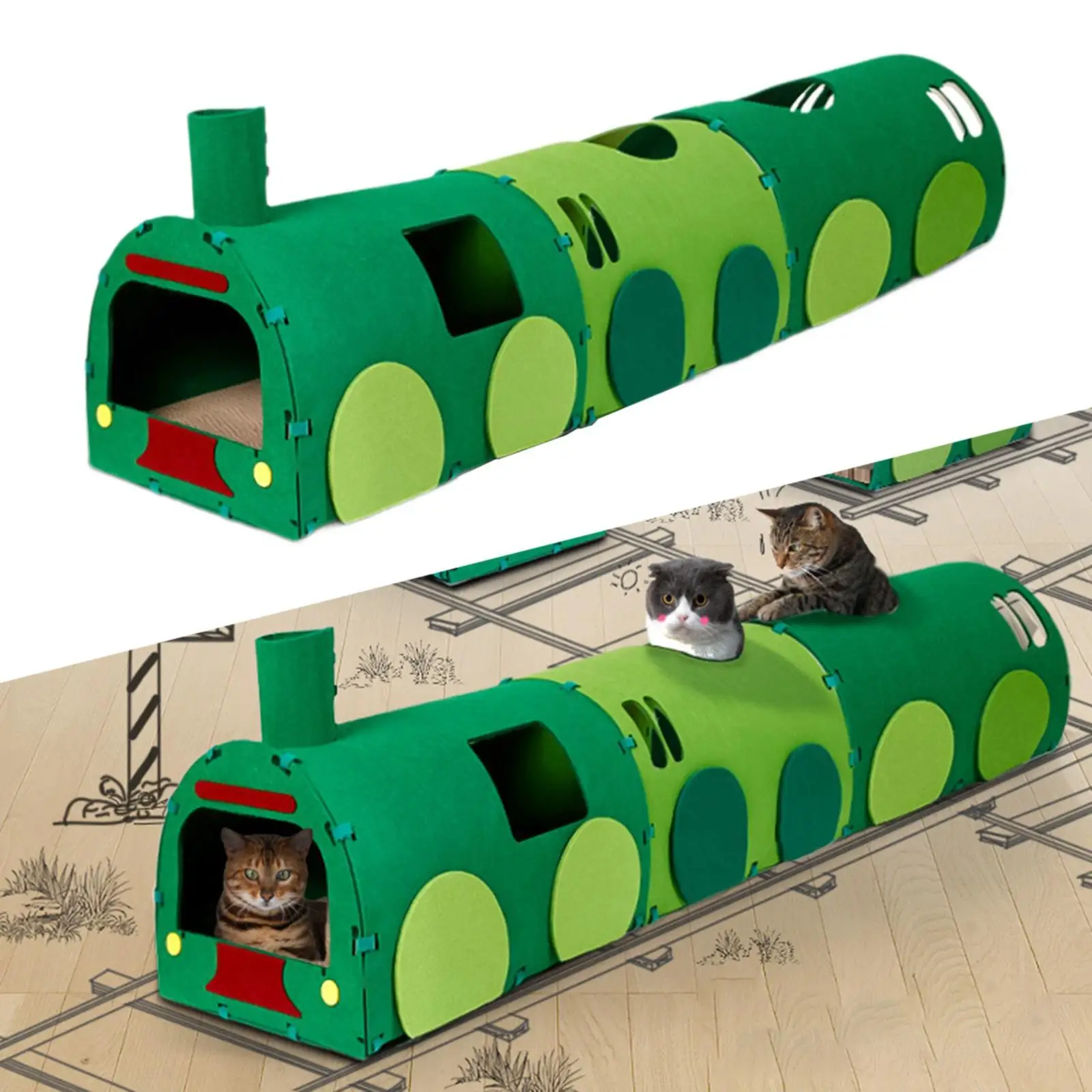 Cat Tunnel Cat Scratching Board Cat Bed Play Tube for Ferrets Rabbits Hiding