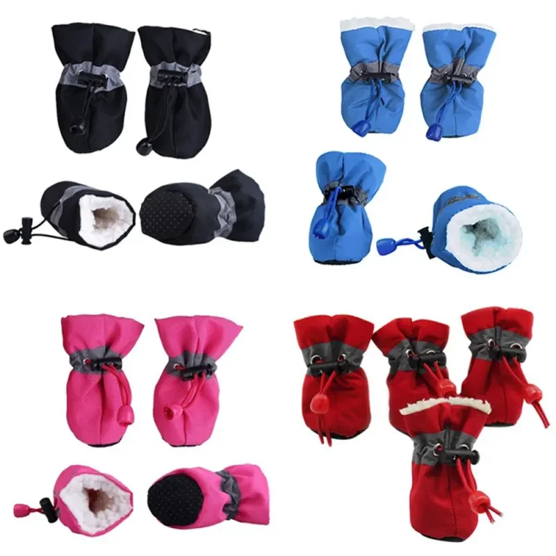 VIP 4 unids/set zapatos impermeables de invierno para perros cálidos - imagen 2