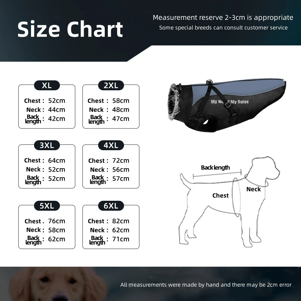 Chaqueta cálida de invierno para perros, abrigo reflectante impermeable a prueba de viento para exteriores, Cuello de piel, ropa para mascotas, suministros para perros medianos y grandes - imagen 3