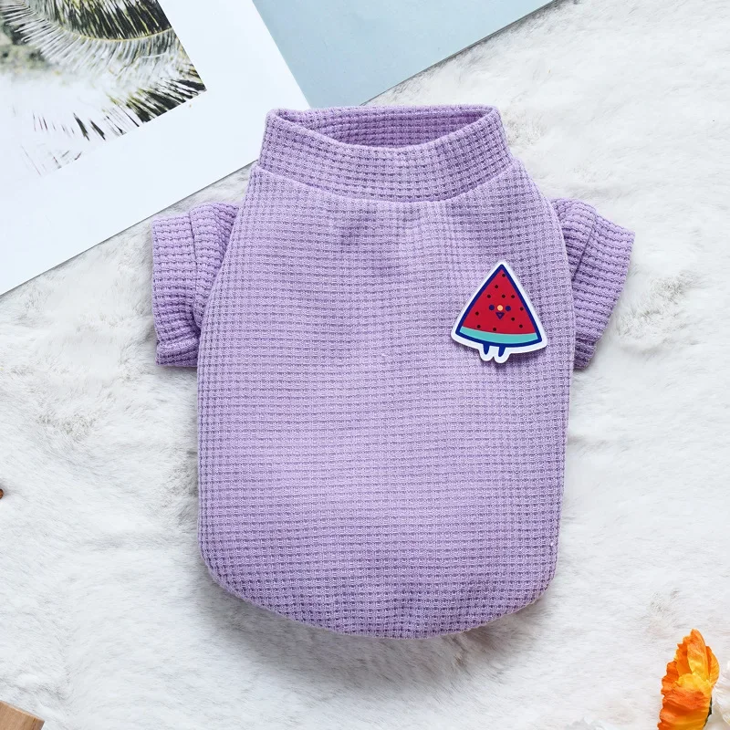 Ropa de verano con broche de fruta para perros pequeños, jersey de manga corta suave, chaleco para mascotas, camiseta para cachorros - imagen 5