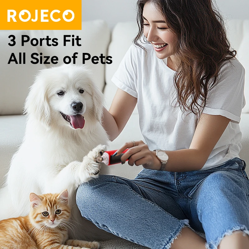 ROJECO-molinillo de uñas eléctrico para mascotas, cortaúñas recargable para perros y gatos, con luz LED y velocidades ajustables - imagen 3