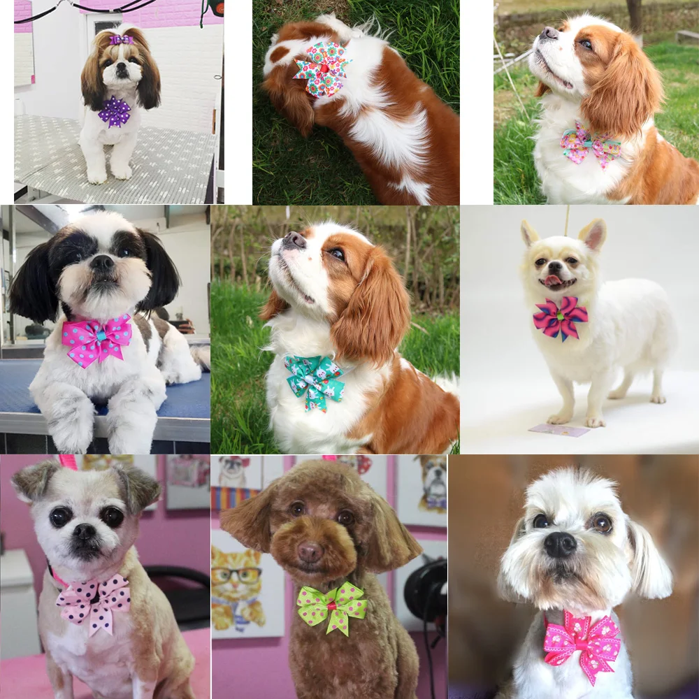 Handmade Bulk Pet Dog Bow Tie Bright Dogs Pets Accessories Cute Pet Dog Bowties Dog Grooming Products Pet Shop Dog Supplies - imagen 2