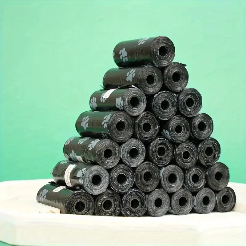 8/16/24 rollos de bolsas de basura para mascotas con estampado de pata, bolsas de basura a prueba de fugas para perros, bolsas para excrementos de perrito, suministros de limpieza para perros, productos para perros