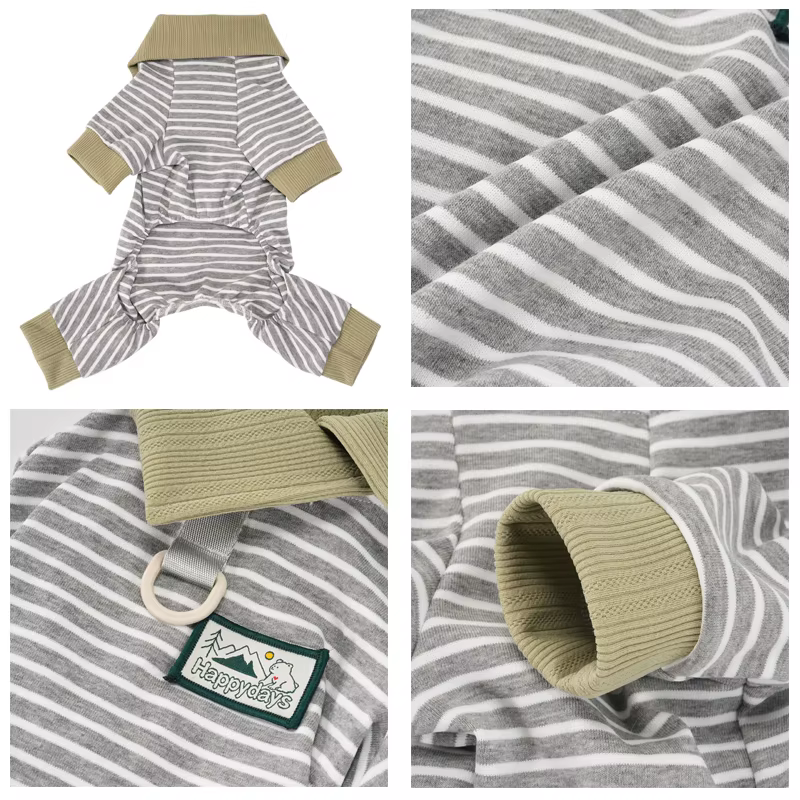 Pijama mono 4 patas cuello alto perros pequeños rayas Yorkshire - imagen 2