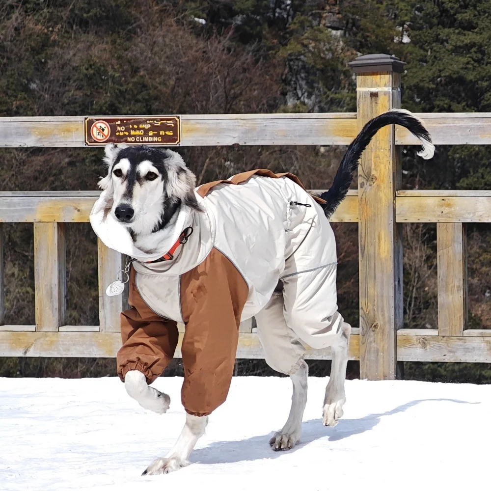 Ropa para perros en invierno nieve Tiempo grueso peluche 4 patas chaqueta caqui impermeable abrigo cálido a prueba de viento para Italia Greyhound Huibit