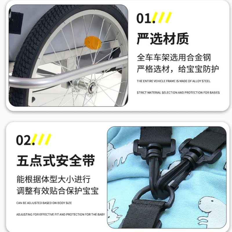 Remolque trasero para bicicleta desmontable perros y senderismo - imagen 4