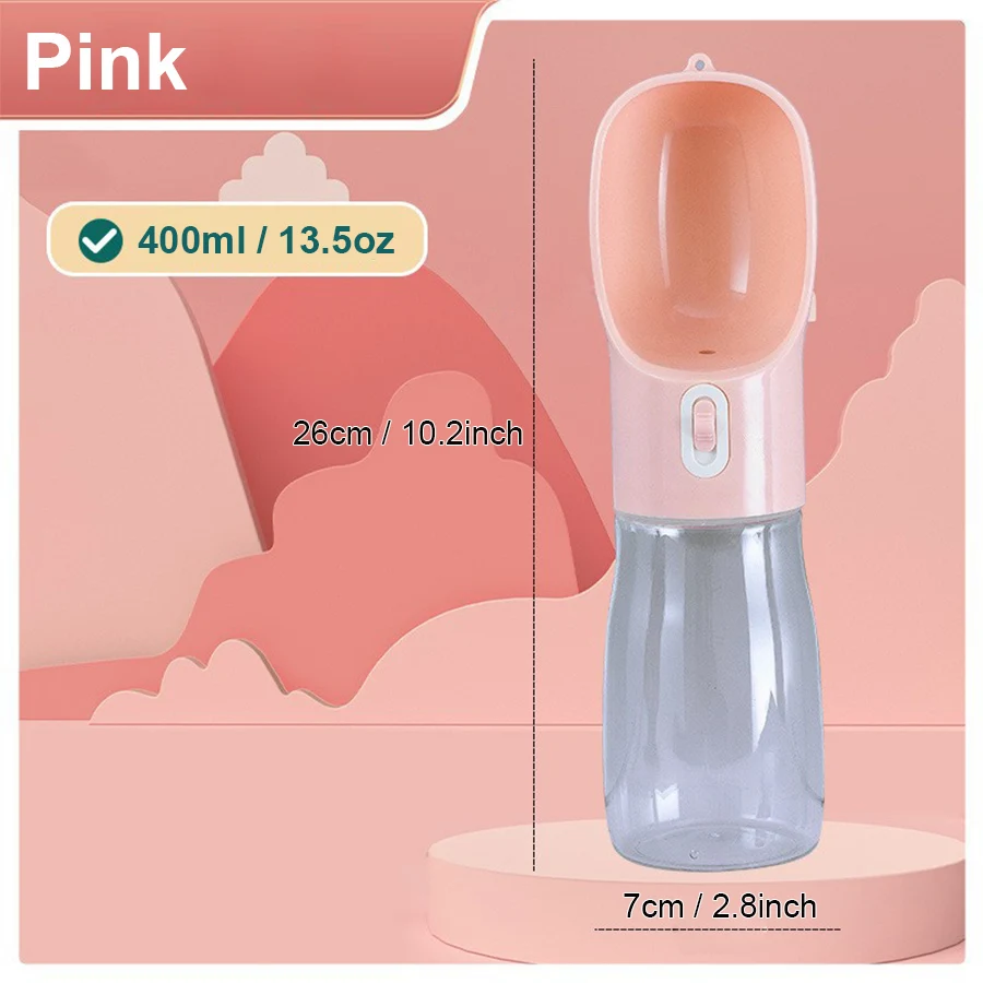 Botella de agua portátil para perros de 400 ml, cuenco incorporado, vaso para mascotas de 400 ml, perfecta para paseos y caminos al aire libre - imagen 3