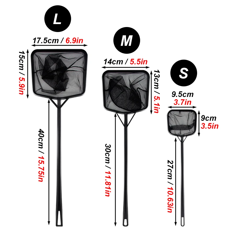 Red de pesca cuadrada para acuario, equipo de pesca con mango largo para atrapar peces ornamentales, camarones, pecera, accesorios limpios, 1 ud. - imagen 2