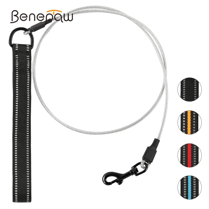 Benepaw correa prueba mordeduras perros pequeños medianos grandes correa metal mango acolchado resistente agua