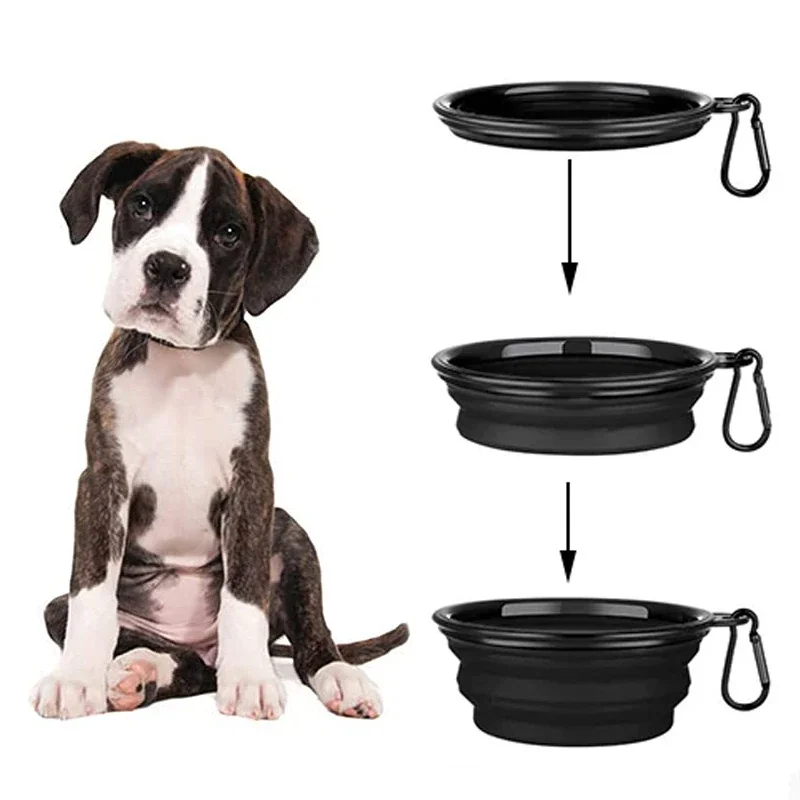 Cuenco alimentador de silicona para perros, mosquetón plegable para gatos, suministros de alimentación para perros de viaje, contenedor de agua y comida, accesorios para mascotas, 1000ML - imagen 3
