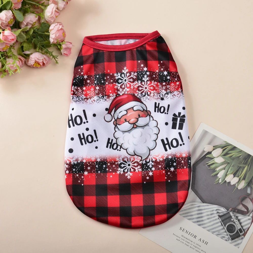 Camiseta navideña con estampado de ciervo y muñeco de nieve para perros pequeños y medianos, chaleco suave y transpirable para gatitos, ropa para Festival de mascotas - imagen 3