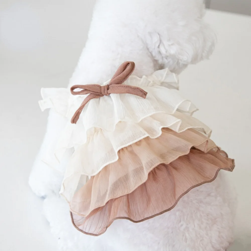 Falda de pastel con degradado de Color para mascotas, falda de peluche para gato y perro, lindo vestido de tirantes, ropa de moda para mascotas, ropa para cachorros, ropa para perros, Diseñador - imagen 4