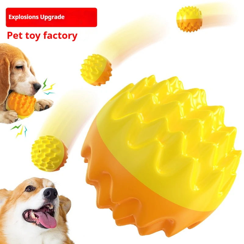 Pelota de juguete para mascotas masticar, limpia los dientes, resistente a morder, masticar juguetes para gatos, emite sonido, pelota elástica de juguete para perros - imagen 2