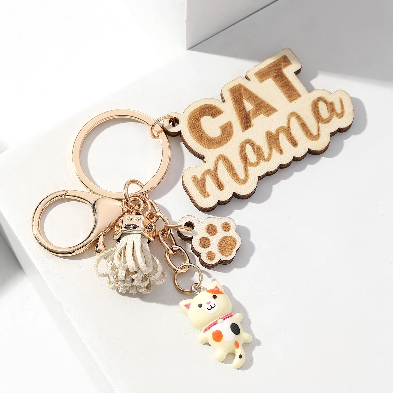 LLavero de gatito bonito, colgante de Pata de Gato con borlas, accesorios de moda para bolso, 1 unidad - imagen 3